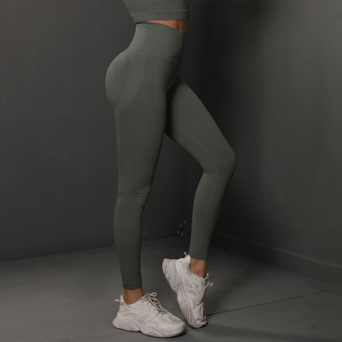 Size M Dark Grey Seamless High-Waisted Premium Yoga Pants for Women - Lift Workout Leggings for Running, Gym, and Fitness