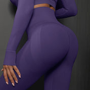 Size M Dark Purple Seamless High-Waisted Premium Yoga Pants for Women - Lift Workout Leggings for Running, Gym, and Fitness
