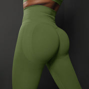 Size M Emerald Green Seamless High-Waisted Premium Yoga Pants for Women - Lift Workout Leggings for Running, Gym, and Fitness