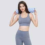 Size M Grey Cross-Back Premium Yoga Sports Bra for Women - High Support & Shockproof Fitness Bra