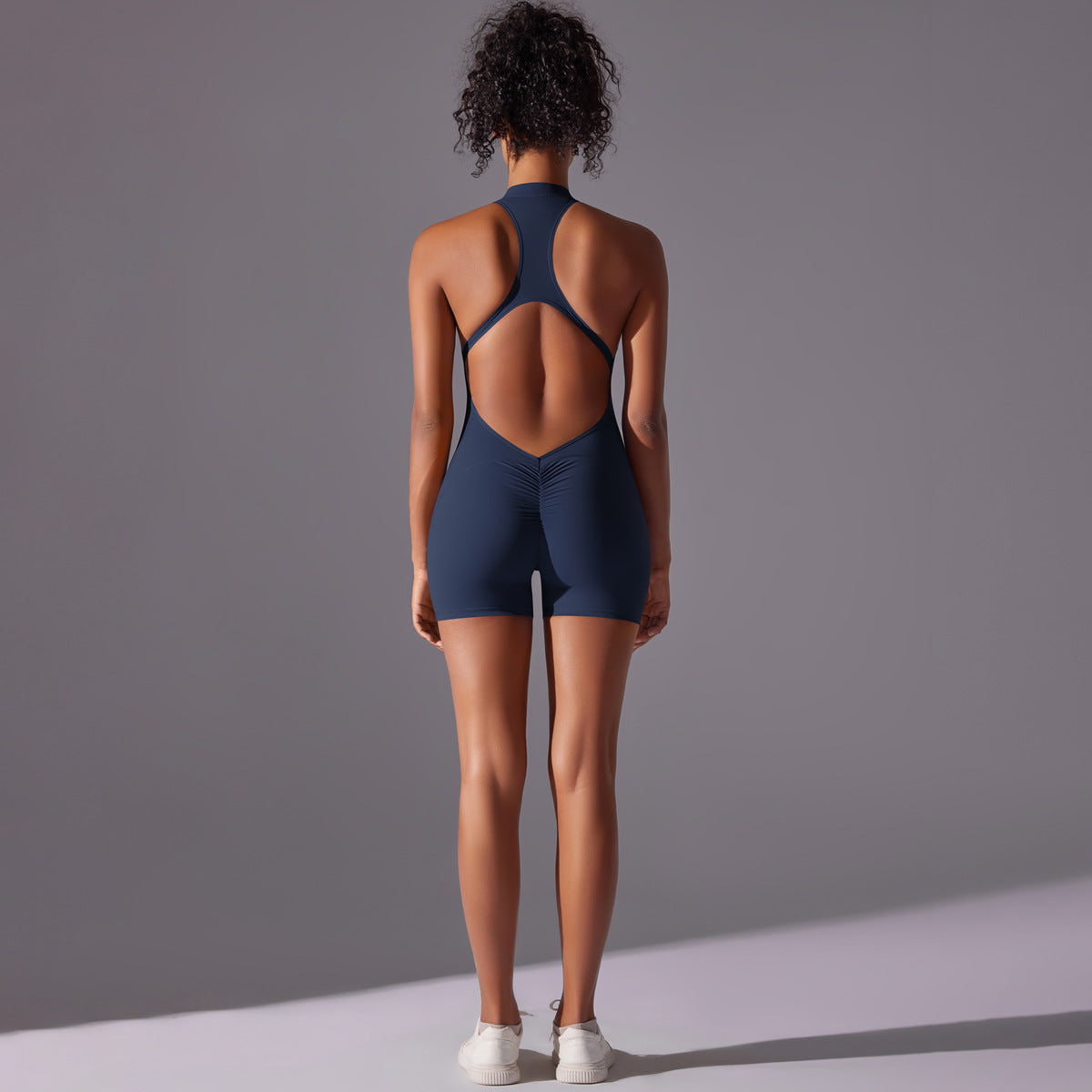 Size S Dark Blue High-Impact Seamless Bodysuit - Nude Feel Yoga & Fitness Romper - Sports & Fitness > Exercise Gym &