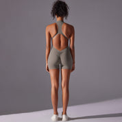 Size S Grey High-Impact Seamless Bodysuit - Nude Feel Yoga & Fitness Romper - Sports & Fitness > Exercise Gym & Fitness
