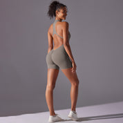 Size S Grey High-Impact Seamless Bodysuit - Nude Feel Yoga & Fitness Romper - Sports & Fitness > Exercise Gym & Fitness