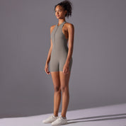 Size S Grey High-Impact Seamless Bodysuit - Nude Feel Yoga & Fitness Romper - Sports & Fitness > Exercise Gym & Fitness