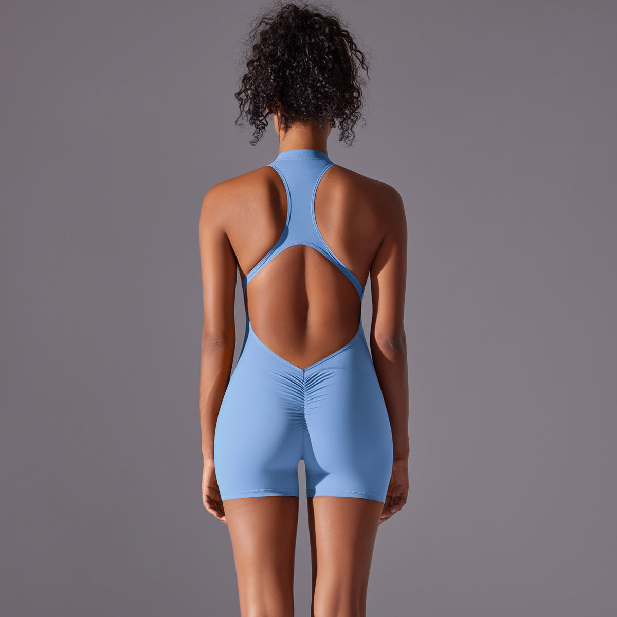Size S Light Blue High-Impact Seamless Bodysuit - Nude Feel Yoga & Fitness Romper - Sports & Fitness > Exercise Gym &