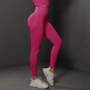 Size S Rose Red Seamless High-Waisted Premium Yoga Pants for Women - Lift Workout Leggings for Running, Gym, and Fitness