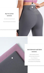 Size S Smoky Gray High-Waisted Seamless Premium Yoga Pants for Women - Tummy Control, Butt Lifting & Back Waistband Pocket