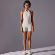 Size S White Gray High-Impact Seamless Bodysuit - Nude Feel Yoga & Fitness Romper - Sports & Fitness > Exercise Gym &