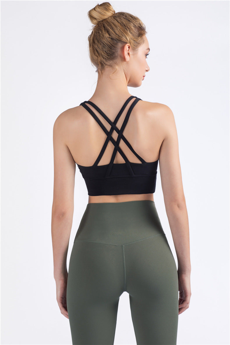 Size XL Black Cross-Back Premium Yoga Sports Bra for Women - High Support & Shockproof Fitness Bra