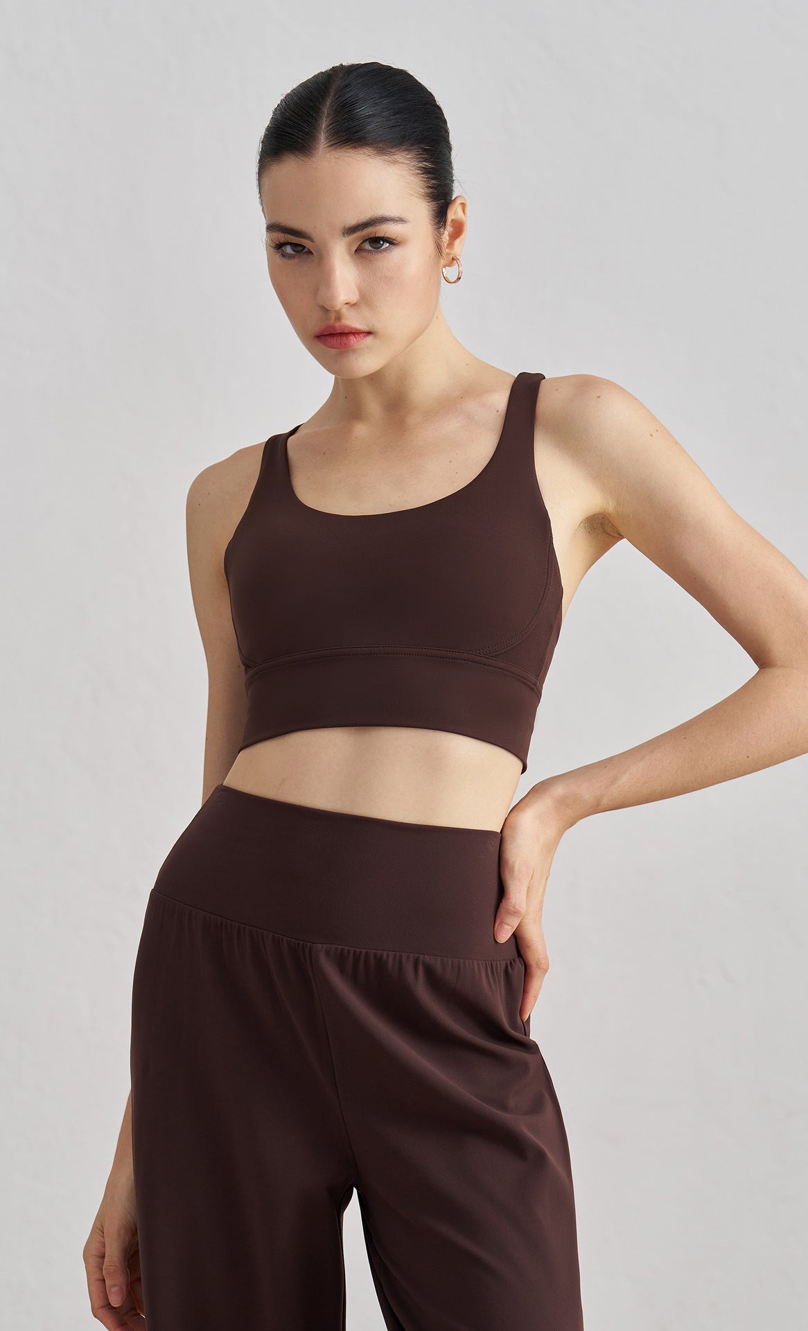 Size XL Coffee Cross-Back Premium Yoga Sports Bra for Women - High Support & Shockproof Fitness Bra