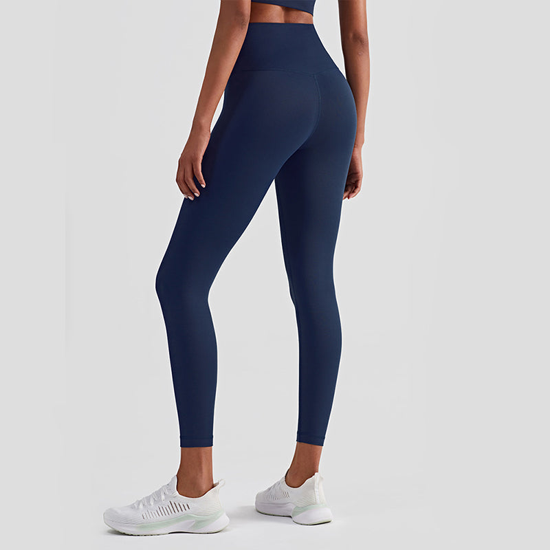 Size XL Dark Blue High-Waisted Seamless Premium Yoga Pants for Women - Tummy Control, Butt Lifting & Back Waistband Pocket