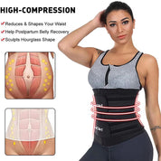 Size XXL Black Womens Sweat-Enhancing Waist Trainer Belt - Dual Strap Zipper Tummy Control Cincher for Workout & Postpartum Shaping