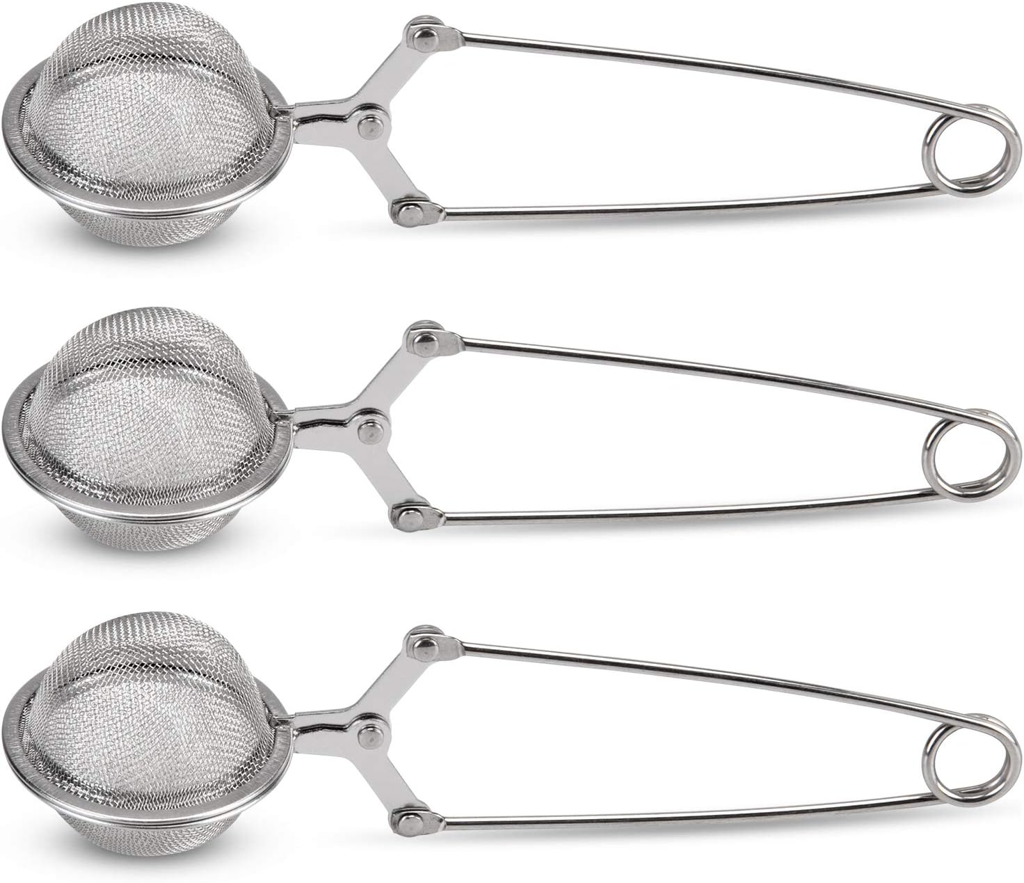 Snap Ball Tea Strainer,  3 Pack Premium Stainless Steel Tea Infuser with Handle for Loose Leaf Tea Fine Mesh Tea Balls Filter Infusers