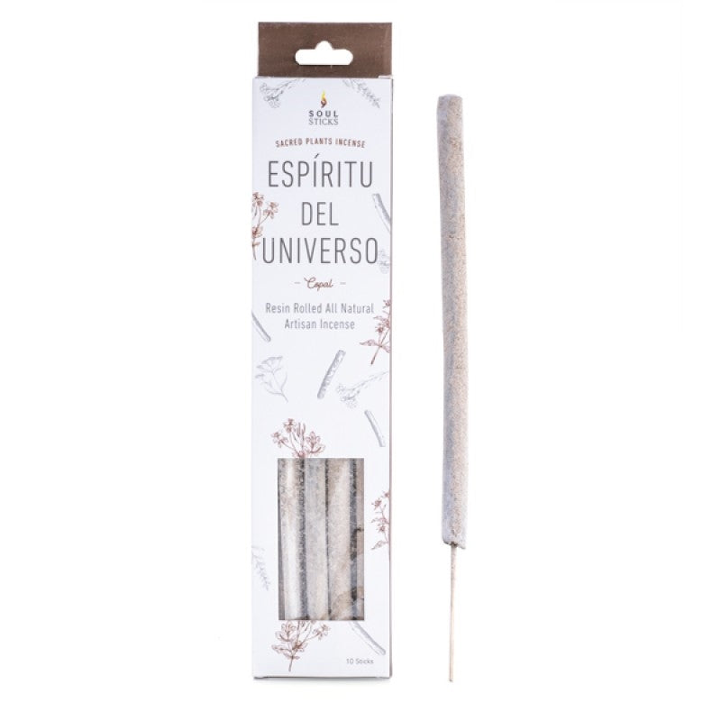 White sage incense sticks in packaging labeled Espiritu del Universo for Soul Sticks Copal