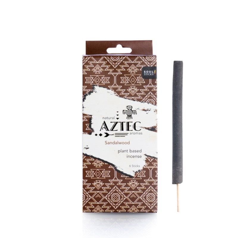 Soul Sticks Sandalwood Aztec Incense package with brown tribal patterns and incense stick