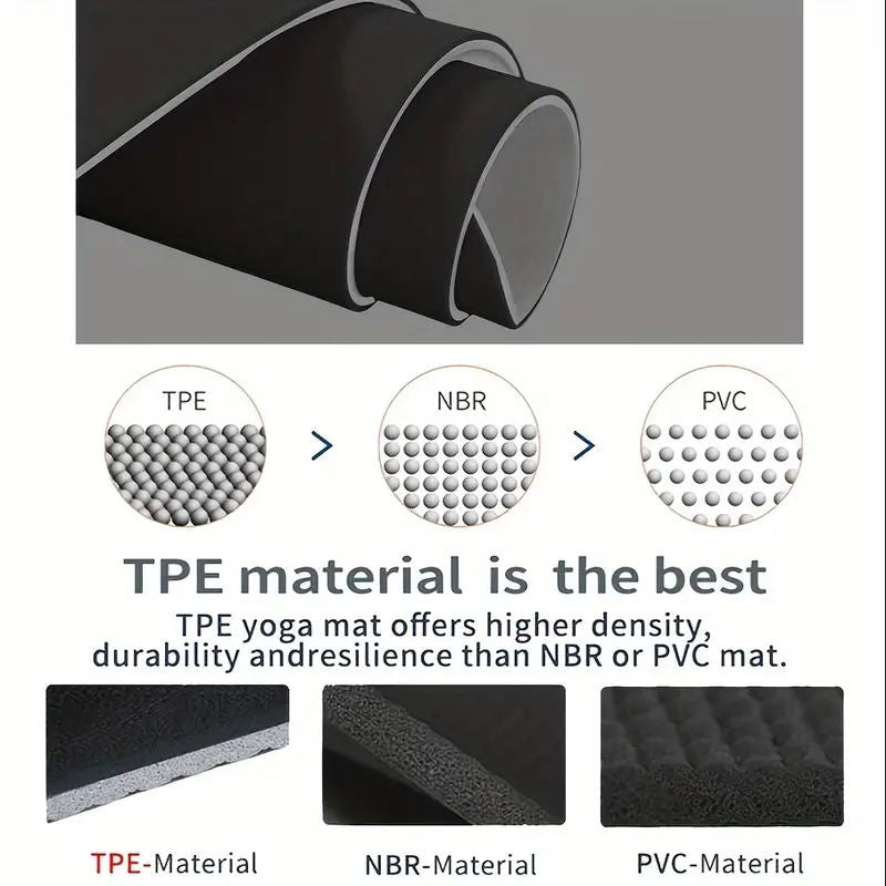 Sport TPE Yoga Mat Exercise Workout Mats Fitness Mat for Home Gym Black 8mm - Sports & Fitness > Exercise Gym & Fitness