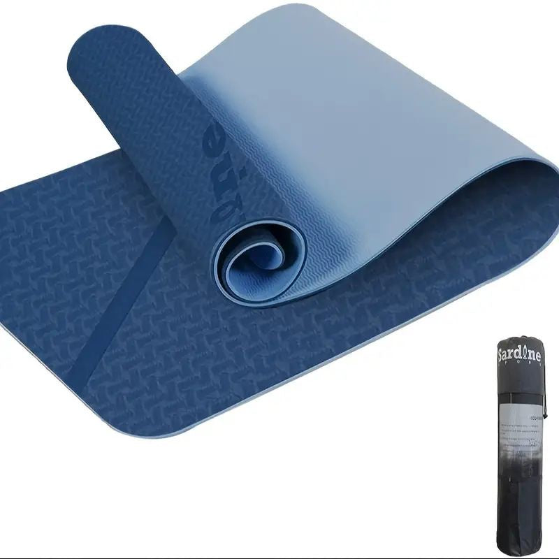 Sport TPE Yoga Mat Exercise Workout Mats Fitness Mat for Home Gym Blue 8mm - Sports & Fitness > Exercise Gym & Fitness