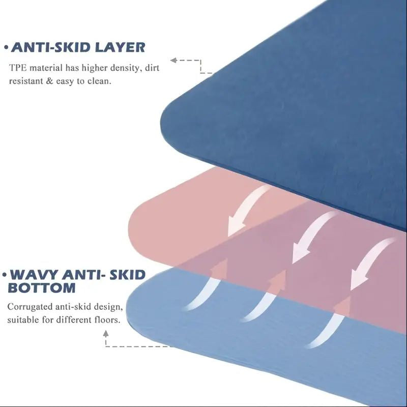 Sport TPE Yoga Mat Exercise Workout Mats Fitness Mat for Home Gym Blue 8mm - Sports & Fitness > Exercise Gym & Fitness