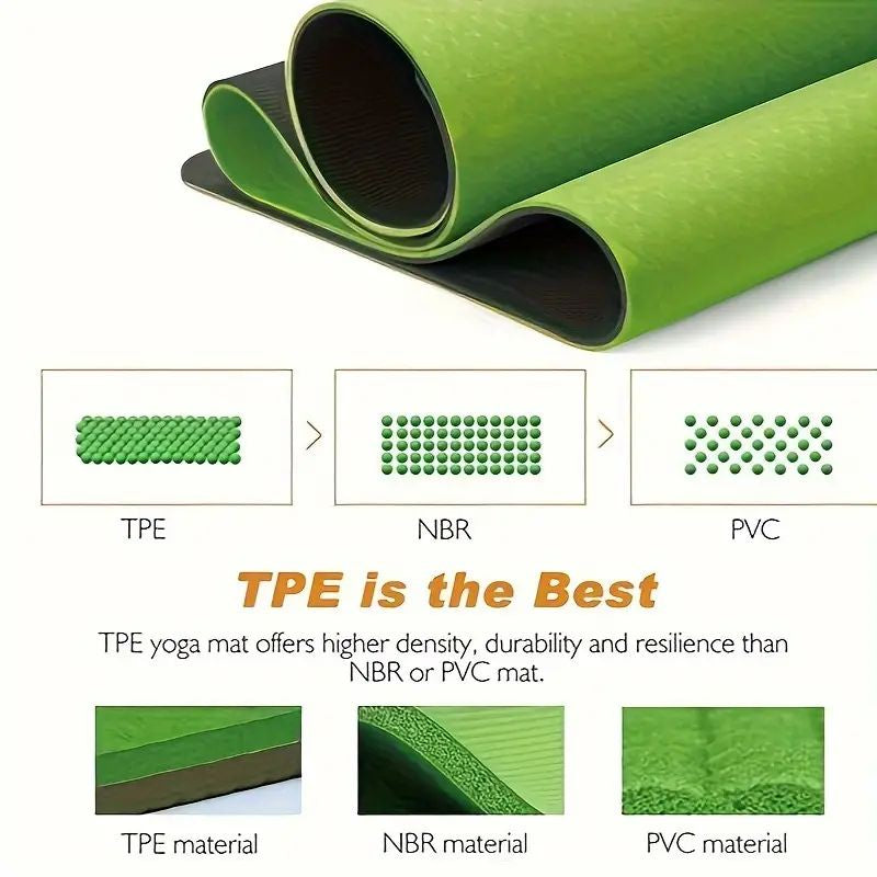Sport TPE Yoga Mat Exercise Workout Mats Fitness Mat for Home Gym Green 8mm - Sports & Fitness > Exercise Gym & Fitness