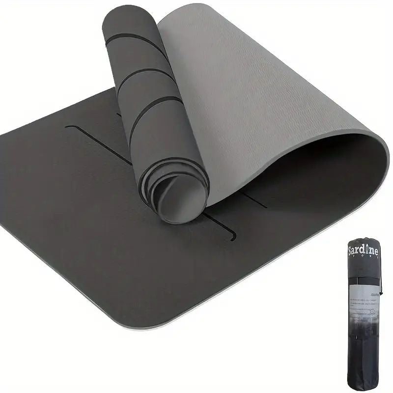 Sport TPE Yoga Mat Exercise Workout Mats Fitness Mat for Home Gym Grey 6mm - Sports & Fitness > Exercise Gym & Fitness