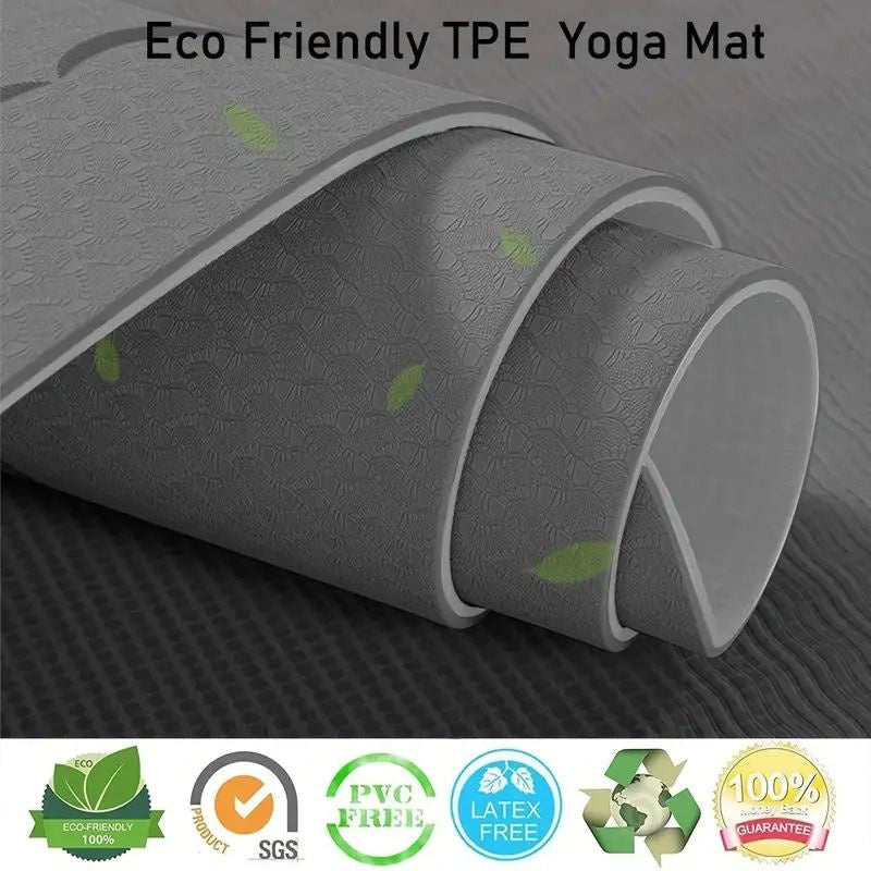 Sport TPE Yoga Mat Exercise Workout Mats Fitness Mat for Home Gym Grey 8mm - Sports & Fitness > Exercise Gym & Fitness