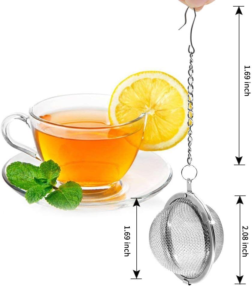 Store 2pcs Stainless Steel Mesh Tea Ball Inch Tea Strainers Tea Strainer Filters for Tea (2.1 inches)