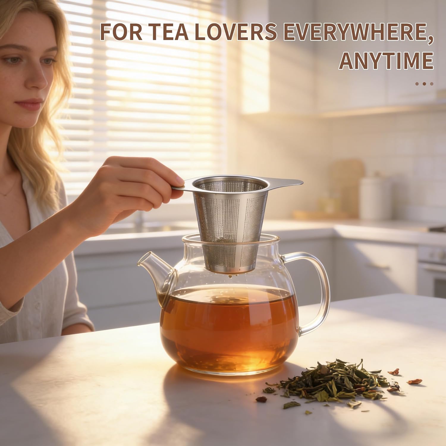 Tea infuser,Stainless Steel Tea Steeper and Strainer, Tea Strainers for Loose Tea - Reusable Durable Infuser for Brewing Tea and Coffee