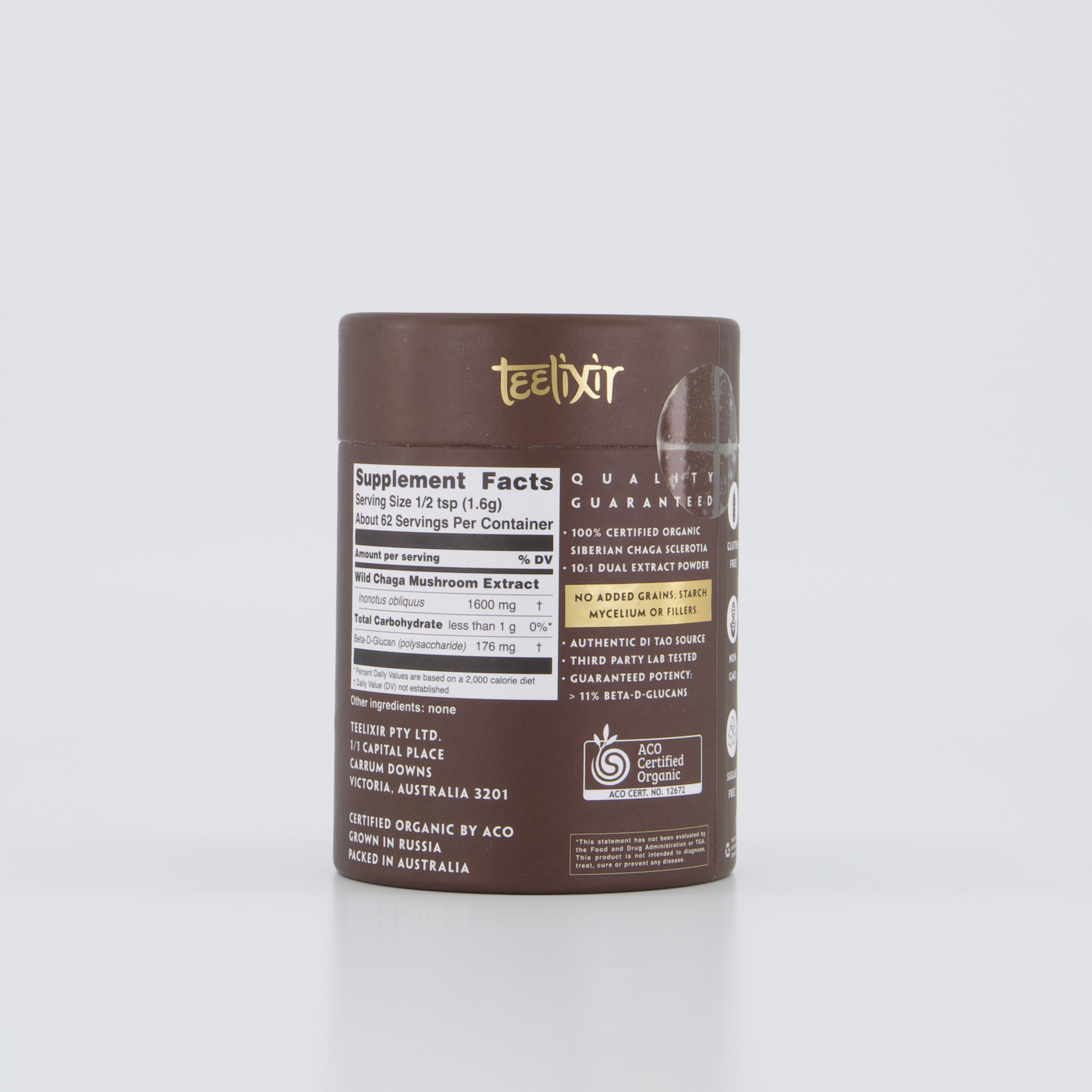 Teelixir Organic Chaga Mushroom 100g - Health & Beauty > Nutrition & Supplements > Vitamins & Supplements