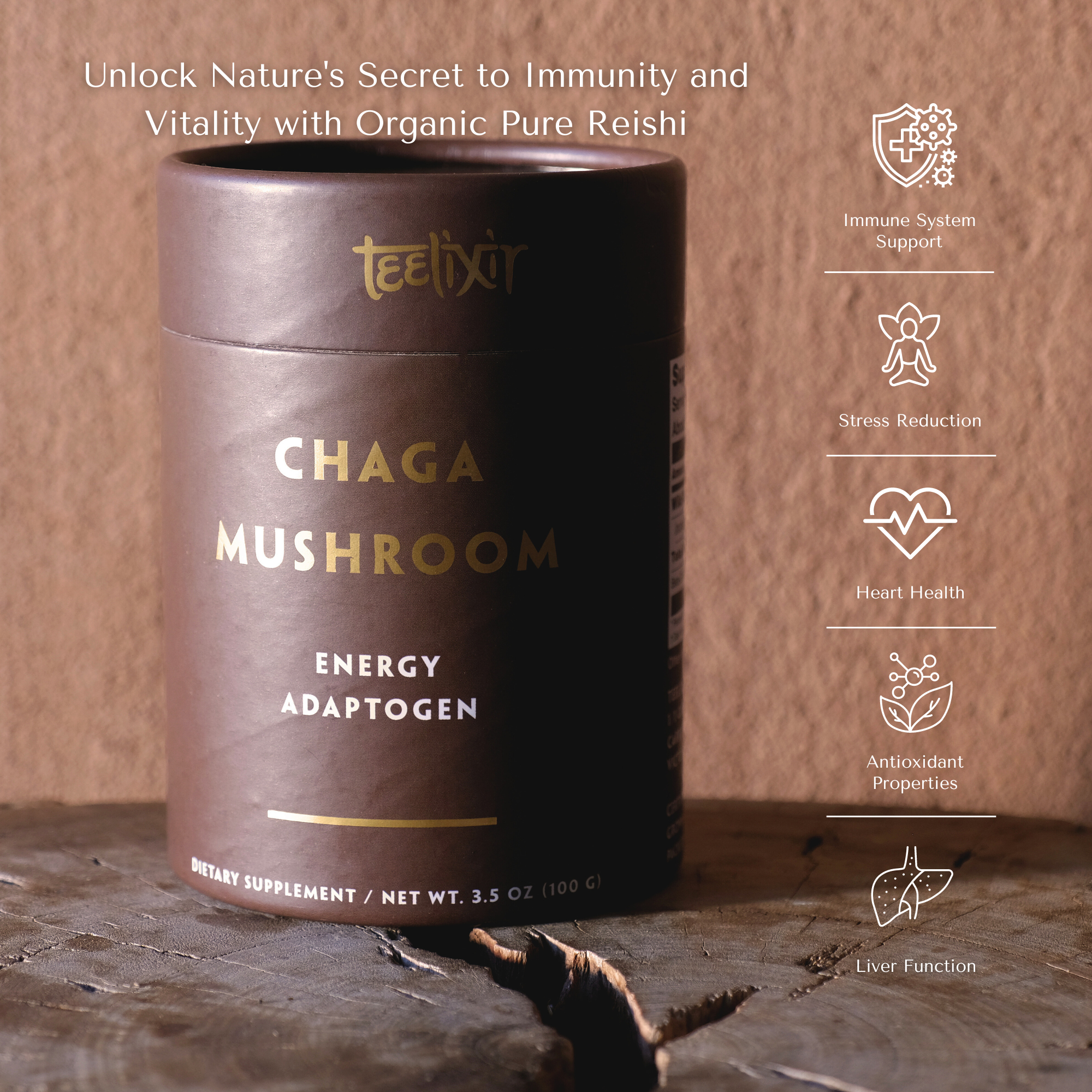 Teelixir Organic Chaga Mushroom 100g - Health & Beauty > Nutrition & Supplements > Vitamins & Supplements