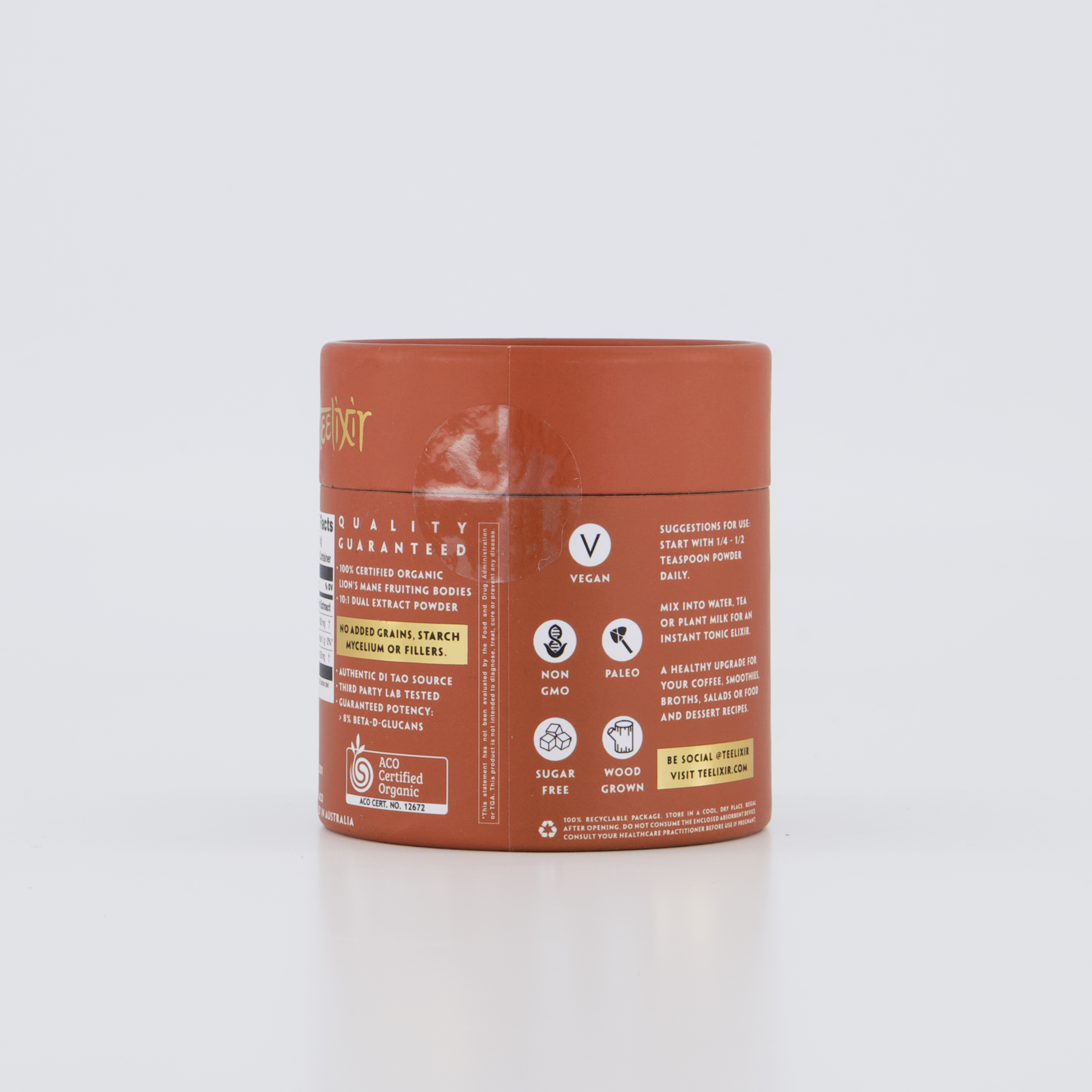 Teelixir Organic Lion’s Mane Mushroom 500g - Health & Beauty > Nutrition & Supplements > Vitamins & Supplements