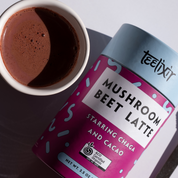 chaga mushroom beet and cacao latte