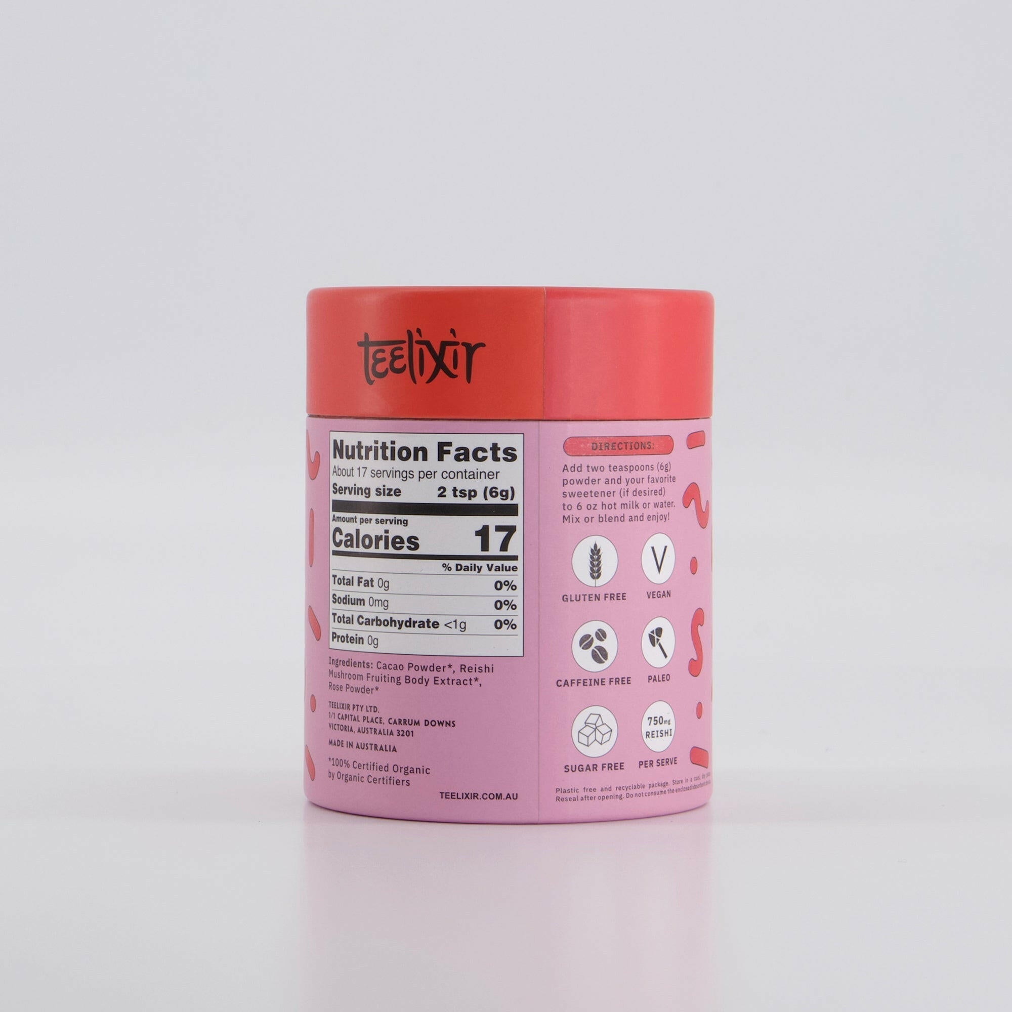 Teelixir Organic Mushroom Cacao Latte 500g - Health & Beauty > Nutrition & Supplements > Vitamins & Supplements