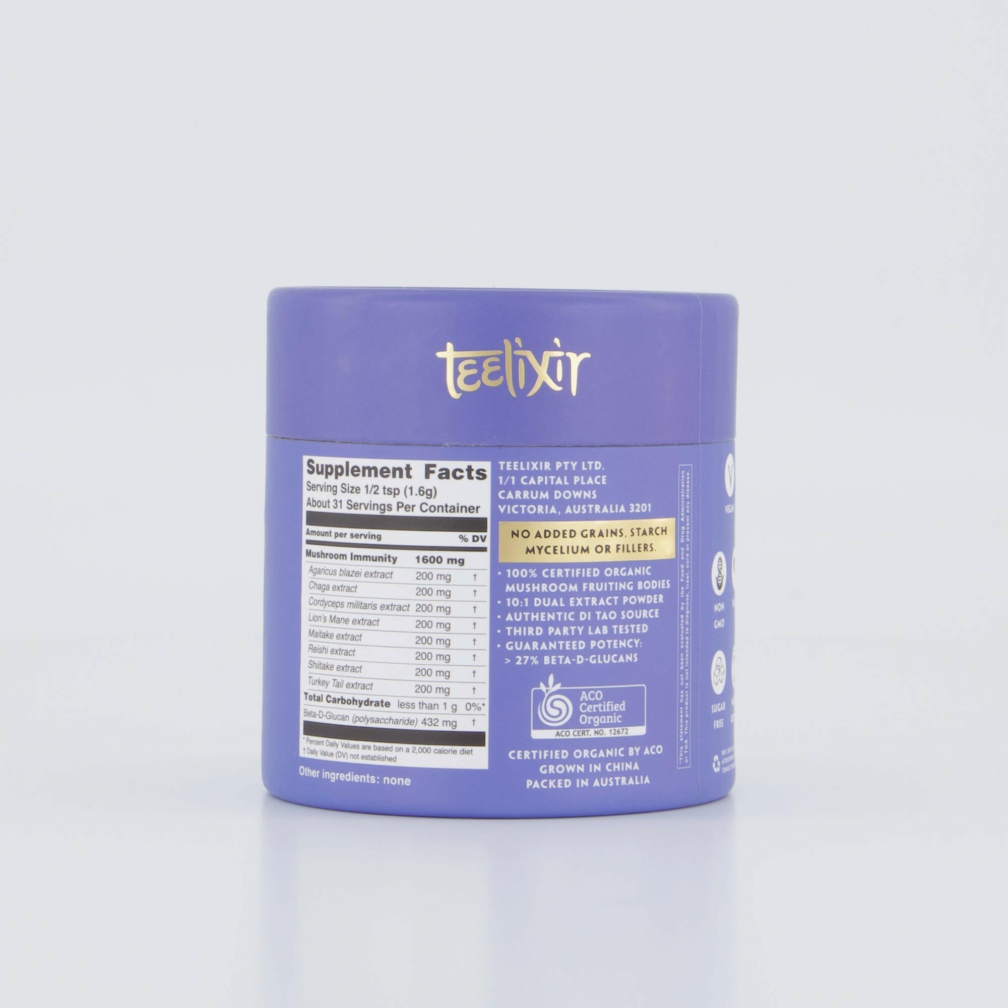 Teelixir Organic Mushroom Immunity 500g - Health & Beauty > Nutrition & Supplements > Vitamins & Supplements