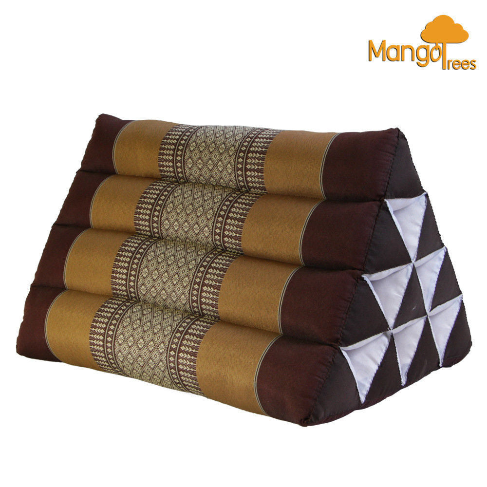 Thai Triangle Pillow Backrest Cushion Kapok Filled Brown - Home & Garden > Bedding > Pillows