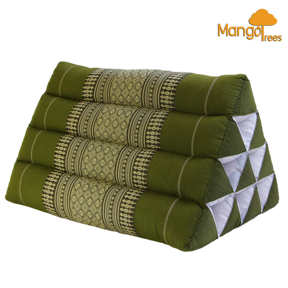 Thai Triangle Pillow Backrest Cushion Kapok Filled Green - Home & Garden > Bedding > Pillows