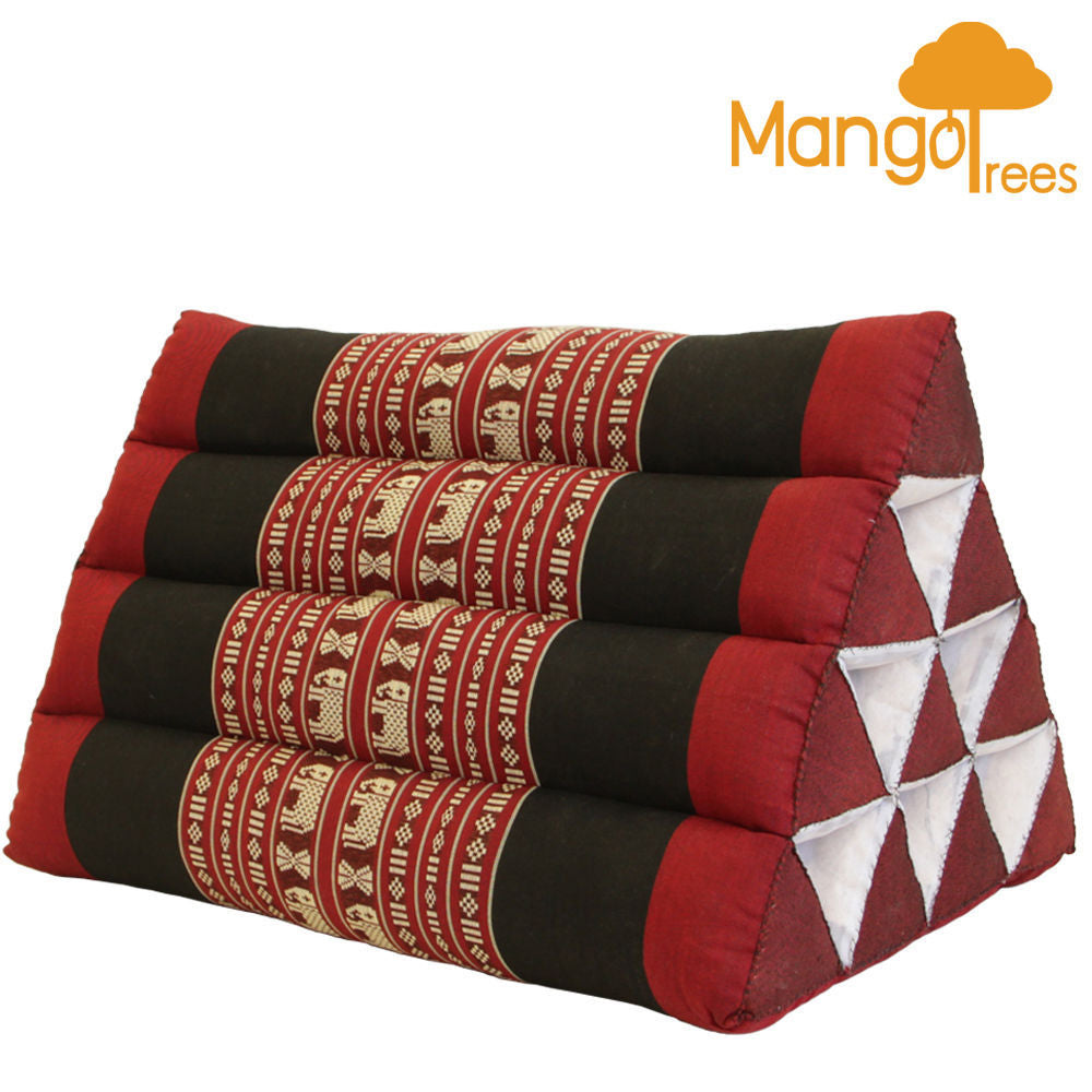 Thai Triangle Pillow Backrest Cushion Kapok Filled RedEle - Home & Garden > Bedding > Pillows