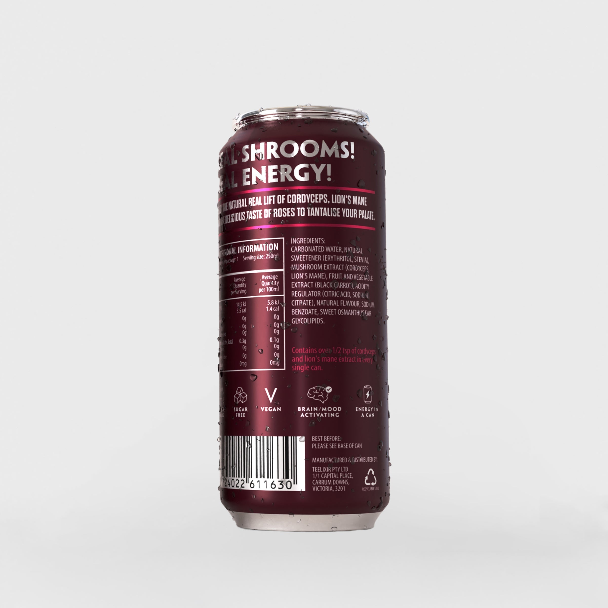 TLXR Sparkling Mushroom Elixir - Rose - Pack of 12 - Health & Beauty > Nutrition & Supplements > Vitamins & Supplements