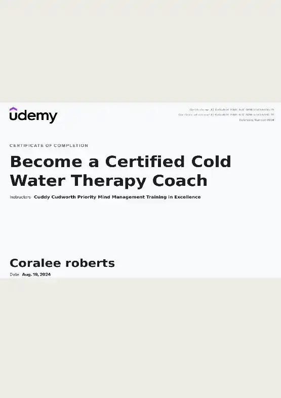 Udemy course listing for ’Become a Certified Cold Water Therapy Coach’