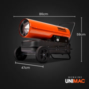 UNIMAC 30KW Portable Industrial Diesel Direct Forced Air Space Heater, Commercial Grade for Warehouse Worksite Shed Drying Greenhouse Agricultural Breeding