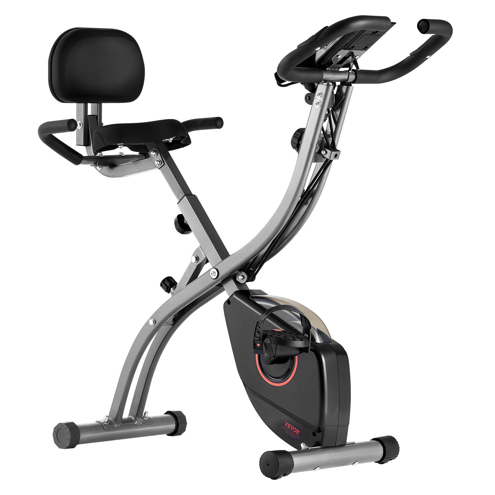 VEVOR Folding Exercise Bike, Foldable Fitness Stationary Bike, Adjustable Magnetic Resistance Stationary Bike, Upright Indoor Cycling Bike for Home Gym Workout, Comfortable Seat Premium Cushion, LCD Monitor