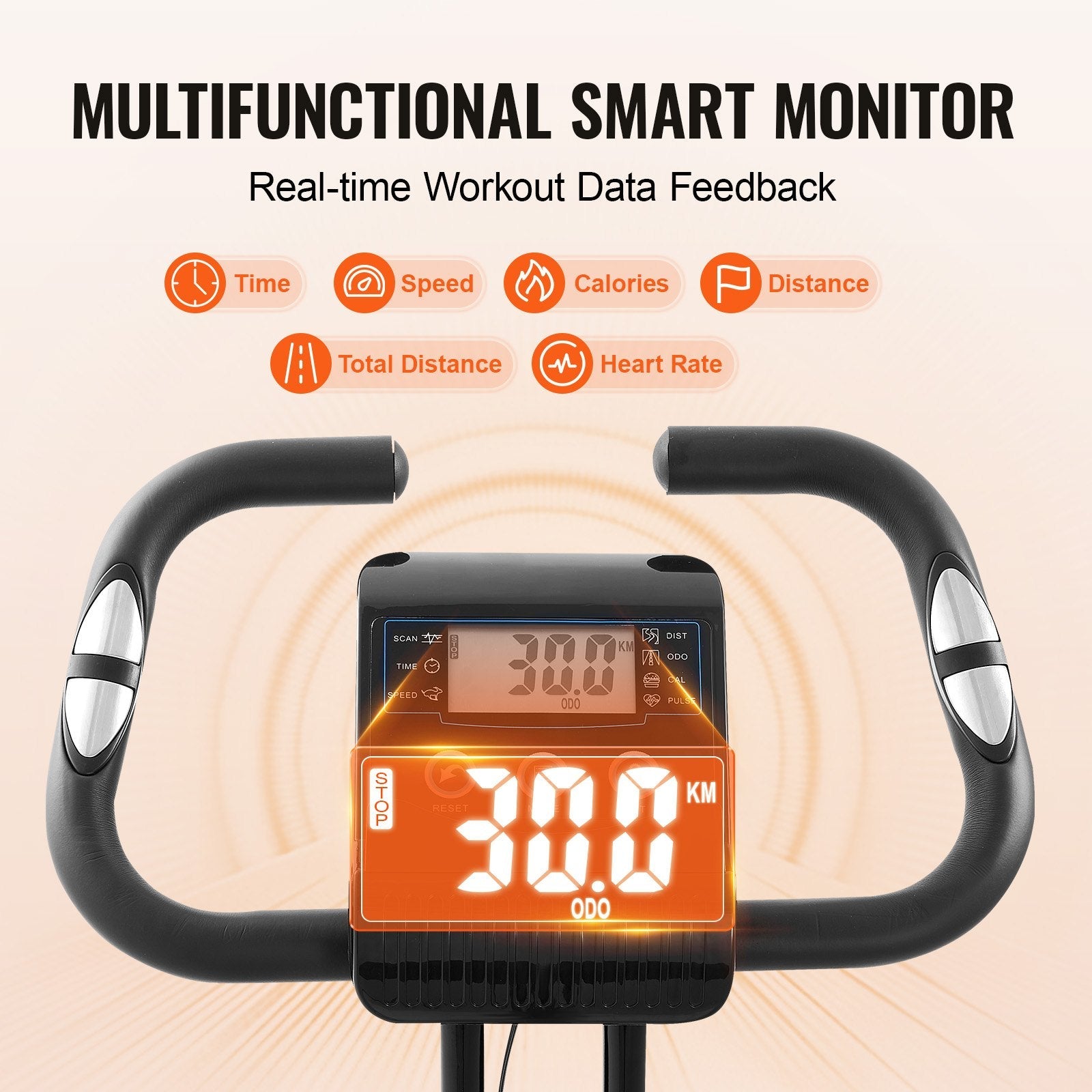 VEVOR Folding Exercise Bike, Foldable Fitness Stationary Bike, Adjustable Magnetic Resistance Stationary Bike, Upright Indoor Cycling Bike for Home Gym Workout, Comfortable Seat Premium Cushion, LCD Monitor