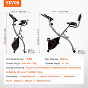 VEVOR Folding Exercise Bike, Foldable Fitness Stationary Bike, Adjustable Magnetic Resistance Stationary Bike, Upright Indoor Cycling Bike for Home Gym Workout, Comfortable Seat Premium Cushion, LCD Monitor