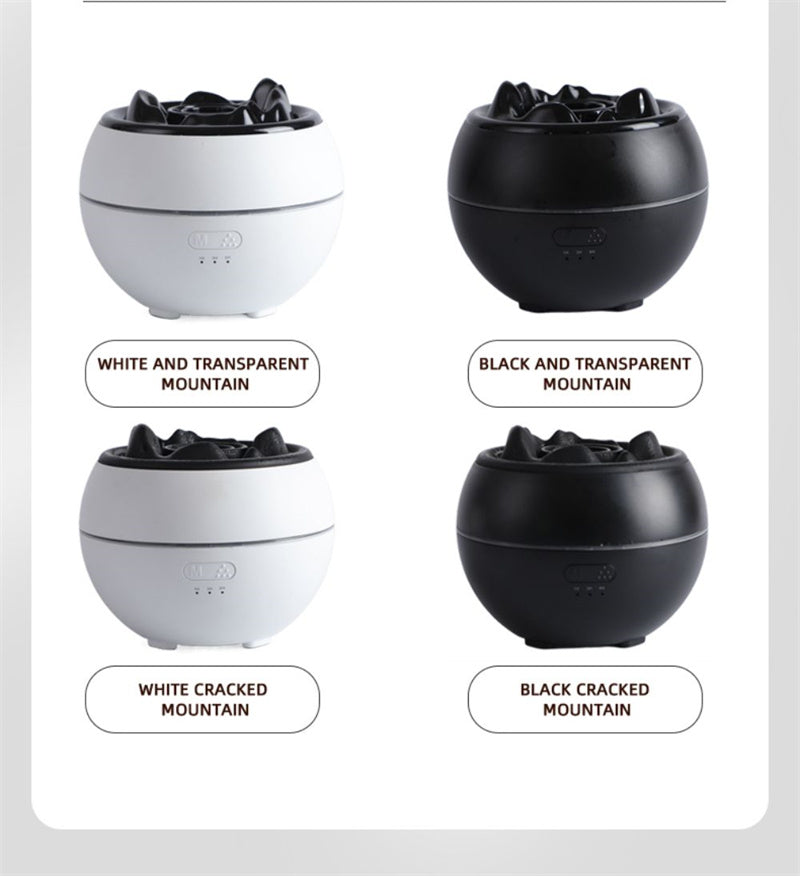 Volcanic Flame Premium Aromatherapy Diffuser (Black Crack Style)- 360ml Ultrasonic Humidifier with 7-Color LED Light and Adjustable Mist for Home and Office