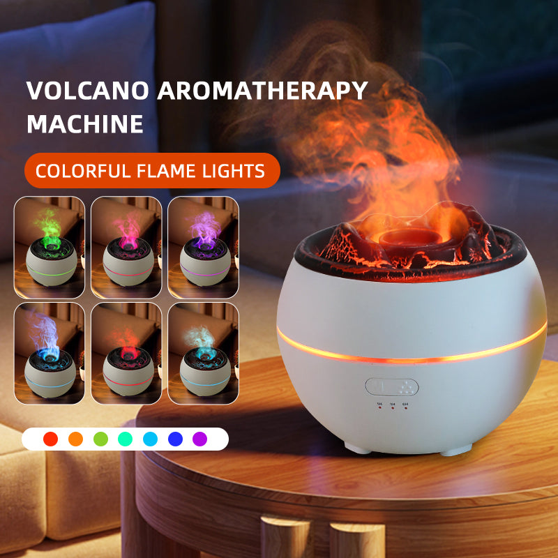 Volcanic Flame Premium Aromatherapy Diffuser (White Crack Style)- 360ml Ultrasonic Humidifier with 7-Color LED Light and Adjustable Mist for Home and Office