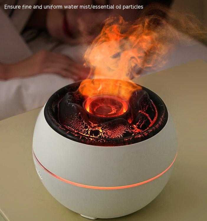 Volcanic Flame Premium Aromatherapy Diffuser (White Crack Style)- 360ml Ultrasonic Humidifier with 7-Color LED Light and Adjustable Mist for Home and Office