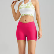 Watermelon Red Yoga Shorts - Seamless, High Waist, Tummy Control Size M