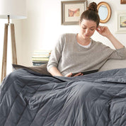 Weighted Blanket (15lbs, 60''x80''), Heavy Blanket Washable for Adult with Premium Glass Beads-Grey