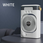White 3-in-1 Portable Air Cooler Fan - Desktop Ultrasonic Wellness Humidifier & LED Light, Nano Mist