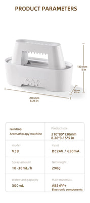 White 300ml Ultrasonic Aroma Diffuser with Cracked Light Design - Cool Mist Humidifier for Home and Office