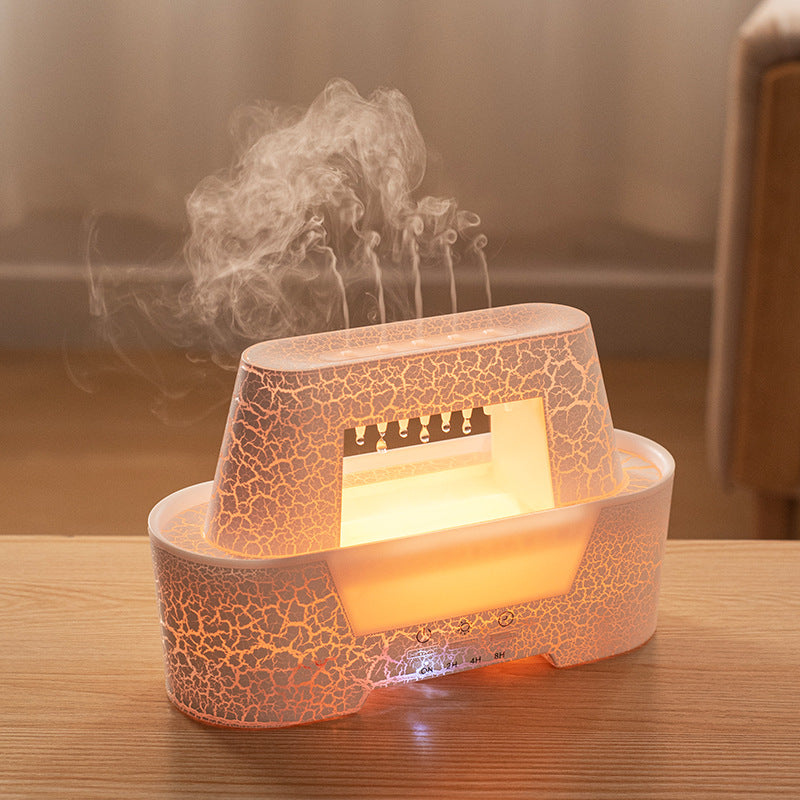 White 300ml Ultrasonic Premium Aromatherapy Diffuser with Cracked Light Design - Cool Mist Humidifier for Home and Office